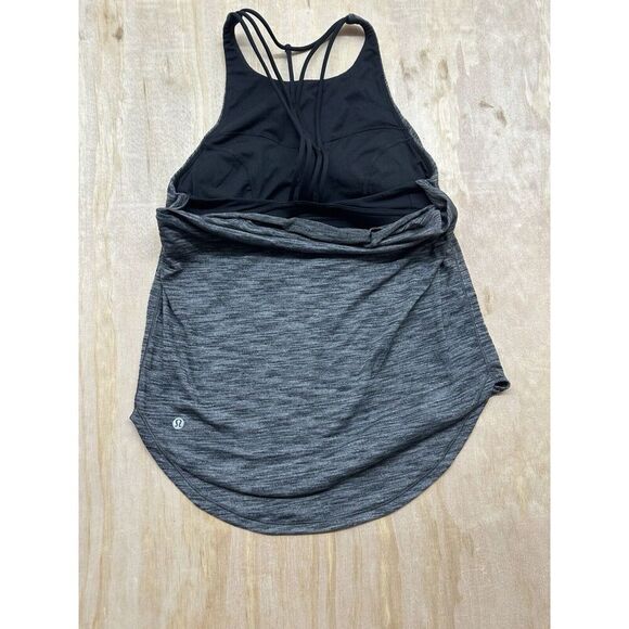 Lululemon Raise The Barre Open Back Strappy Tank Heathered Black Size 6 - Picture 2 of 6